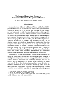 The Impact of Institutional Changes on the Australian Short-Run Money Demand Function