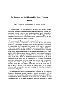 „The Existence of a World Demand for Money Function“. A Reply