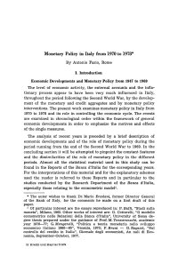 Monetary Policy in Italy from 1970 to 1978