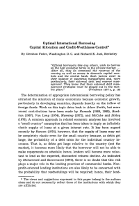 Optimal International Borrowing Capital Allocation and Credit-Worthiness Control