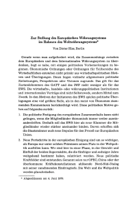 Zur Stellung des Europäischen Währungssystems im Rahmen des Weltwährungssystems