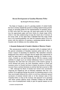 Recent Developments in Canadian Monetary Policy