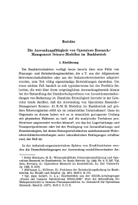 Die Anwendungsfähigkeit von Operations Research-/ Management Science-Modellen im Bankbetrieb