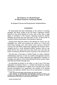 The Existence of a World Demand for Money Function: Preliminary Results