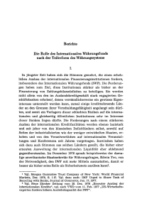 Die Rolle des Internationalen Währungsfonds nach der Teilreform des Währungssystems