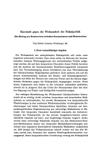 Einwände gegen die Wirksamkeit der Fiskalpolitik. Ein Beitrag zur Kontroverse zwischen Keynesianern und Monekarisieh