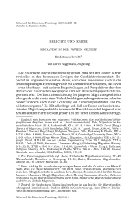 Migration in der Frühen Neuzeit. Ein Literaturbericht