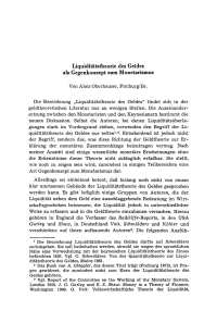 Liquiditätstheorie des Geldes als Gegenkonzept zum Monetarismus