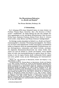 Zur Monetarismus-Diskussion in „Kredit und Kapital”