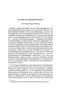 Zur Rolle der Interbankbeziehungen