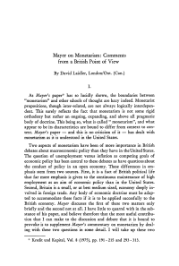 Mayer on Monetarısm: Comments from a British Point of View