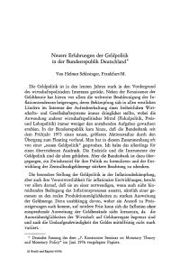 Neuere Erfahrungen der Geldpolitik in der Bundesrepublik Deutschland