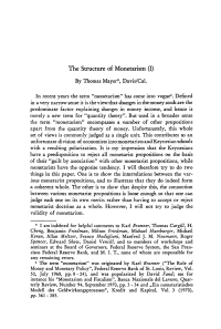 The Structure of Monetarism (I)