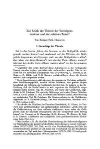 Zur Kritik der Theorie der Vermögensstruktur und der relativen Preise