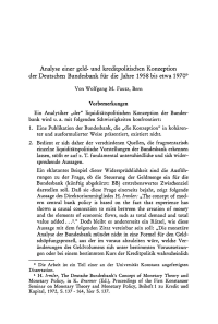 Analyse einer geld- und kreditpolitischen Konzeption der Deutschen Bundesbank für die Jahre 1958 bis etwa 1970