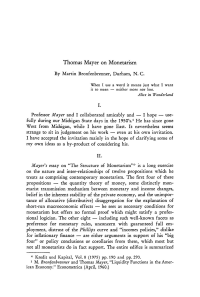 Thomas Mayer on Monetarism