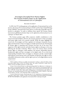 Sovereignty Decoupled from Human Rights: The German Position Paper on the Application of International Law in Cyberspace