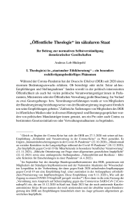 „Öffentliche Theologie“ im säkularen Staat