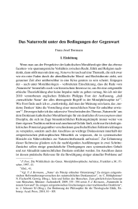 Das Naturrecht unter den Bedingungen der Gegenwart