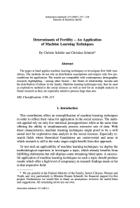 Determinants of Fertility - An Application of Machine Learning Techniques