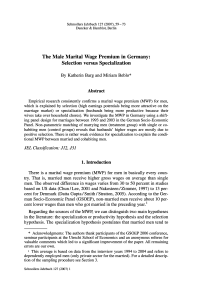 The Male Marital Wage Premium in Germany: Selection versus Specialization