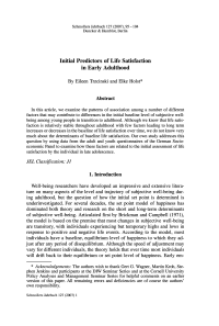 Initial Predictors of Life Satisfaction in Early Adulthood