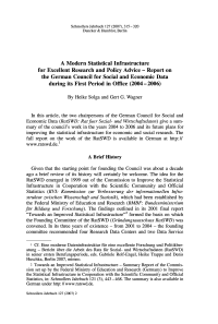A Modern Statistical Infrastructure for Excellent Research and Policy Advice - Report on the German Council for Social and Economic Data during its First Period in Office (2004-2006)