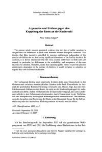 Argumente und Evidenz gegen eine Koppelung der Rente an die Kinderzahl