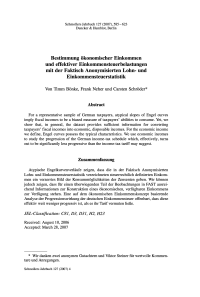 Bestimmung ökonomischer Einkommen und effektiver Einkommensteuerbelastungen mit der Faktisch Anonymisierten Lohn- und Einkommensteuerstatistik