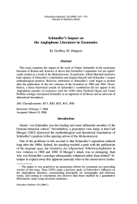 Schmoller's Impact on the Anglophone Literature in Economics