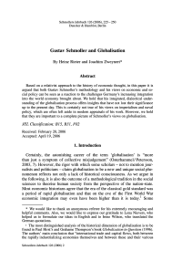 Gustav Schmoller and Globalisation