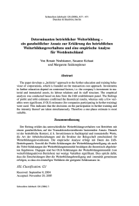 Determinanten betrieblicher Weiterbildung - ein ganzheitlicher Ansatz zur Erklärung des betrieblichen Weiterbildungsverhaltens und eine empirische Analyse für Westdeutschland
