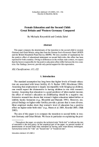 Female Education and the Second Child: Great Britain and Western Germany Compared