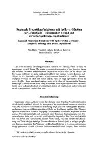 Regionale Produktionsfunktionen mit Spillover-Effekten für Deutschland - Empirischer Befund und wirtschaftspolitische Implikationen