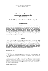 Wie wirkt sich Outsourcing auf den Unternehmenserfolg aus? Neue Evidenz