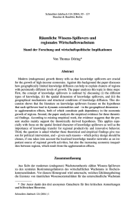 Räumliche Wissens-Spillovers und regionales Wirtschaftswachstum