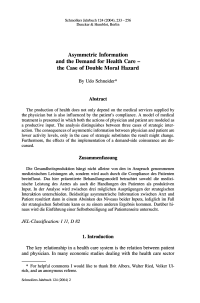 Asymmetrie Information and the Demand for Health Care - the Case of Double Moral Hazard