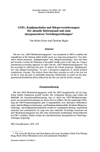 GMG, Kopfpauschalen und Bürgerversicherungen: Der aktuelle Reformstand und seine intergenerativen Verteilungswirkungen