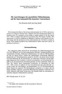 Die Auswirkungen der gesetzlichen Mitbestimmung auf die Innovationsaktivität deutscher Unternehmen