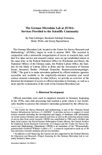 The German Microdata Lab at ZUMA: Services Provided to the Scientific Community