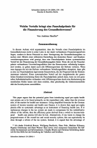 Welche Vorteile bringt eine Pauschalprämie für die Finanzierung des Gesundheitswesens?
