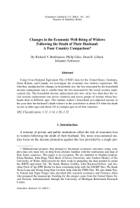 Changes in the Economic Well-Being of Widows Following the Death of Their Husband: A Four Country Comparison