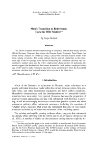 Men’s Transition to Retirement: Does the Wife Matter?