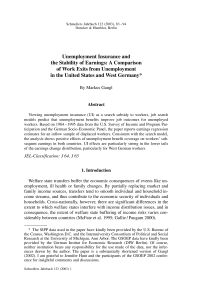 Unemployment Insurance and the Stability of Earnings: A Comparison of Work Exits from Unemployment in the United States and West Germany