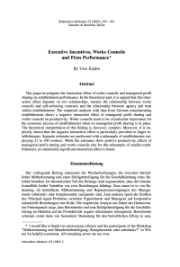 Executive Incentives, Works Councils and Firm Performance