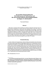 De Gustibus Disputandum Est: Die Präferenzen der Verbraucher und die Ausweitung moderner Konsumgütermärkte im langen 19. Jahrhundert
