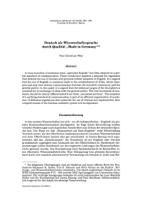 Deutsch als Wissenschaftssprache durch Qualität „Made in Germany“