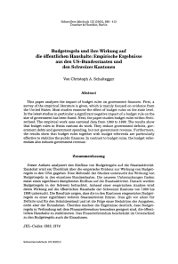 Budgetregeln und ihre Wirkung auf die öffentlichen Haushalte: Empirische Ergebnisse aus den US-Bundesstaaten und den Schweizer Kantonen
