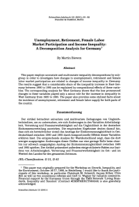 Unemployment, Retirement, Female Labor Market Participation and Income Inequality: A Decomposition Analysis for Germany