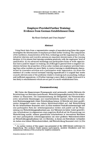 Employer Provided Further Training: Evidence from German Establishment Data